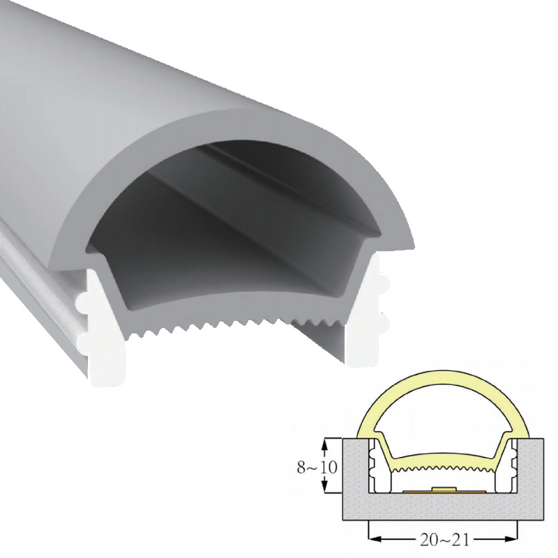 Dome Top Silicone LED Diffuser Cover For 12mm LED Strip Lights - 25*20mm 180° Top Emitting